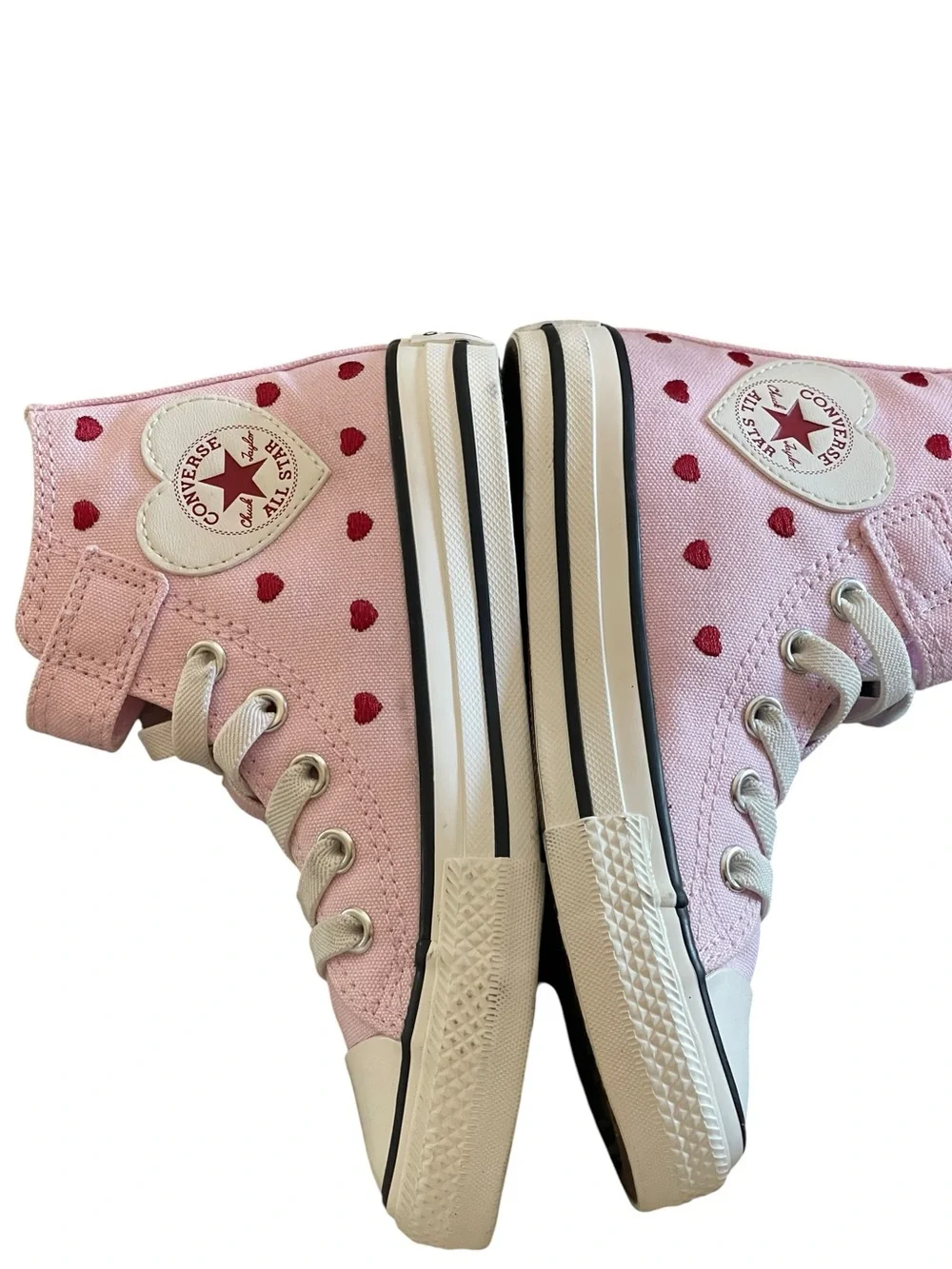 Converse Girls Pink Chuck Taylor Hearts and Rose High Trainers size 11